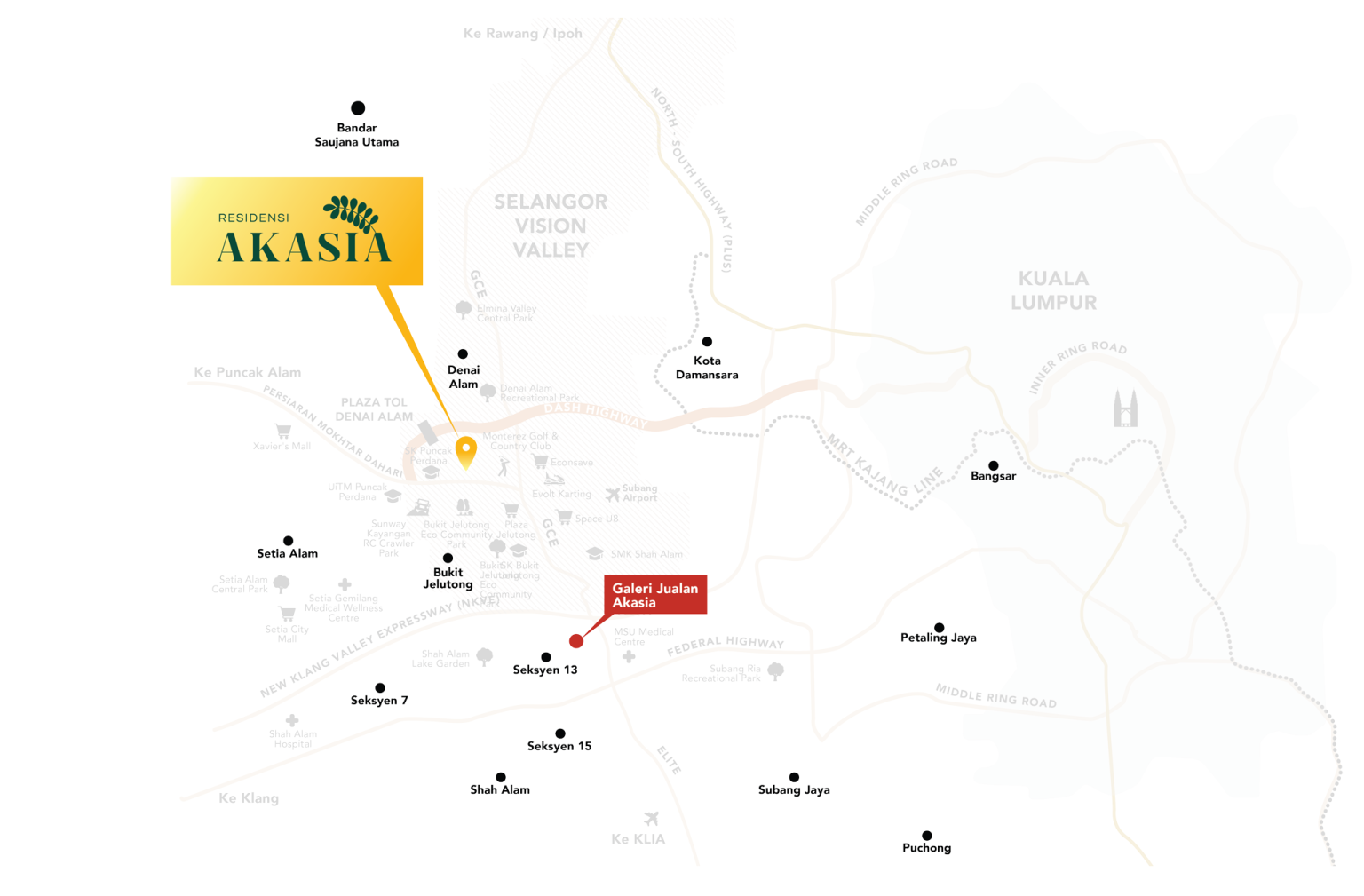 Kejiranan [Residensi Akasia Berjiran dengan Shah Alam, Setia Alam, Kota Damansara, Subang Jaya, Petaling Jaya]